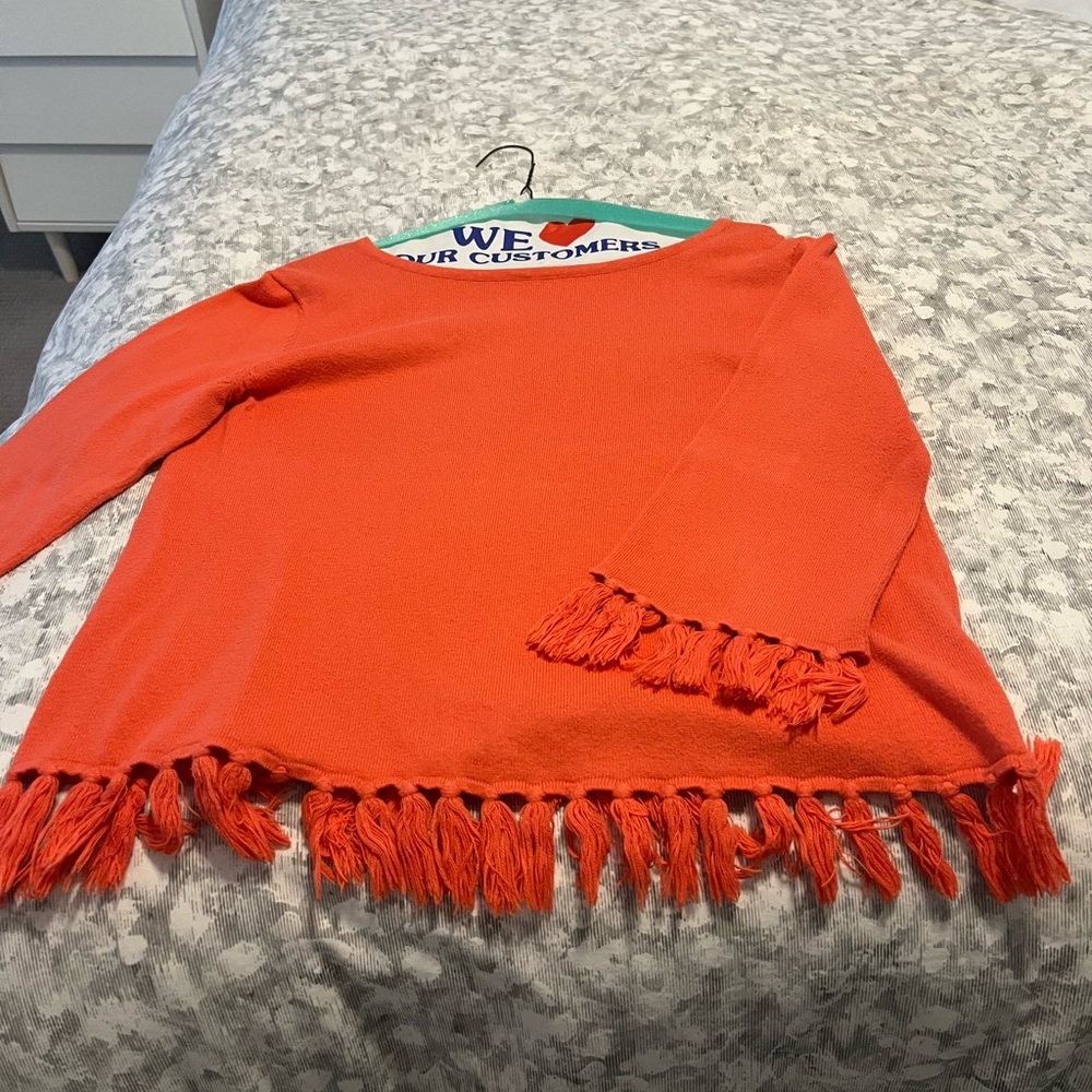 Orange Fringe Sweater